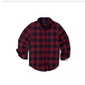 Janie and Jack Connor navy plaid twill button down shirt